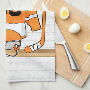 Linge De Cuisine Personnalized orange et blanc hockey Jersey