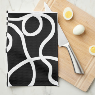 Linge De Cuisine Persuasion linéaire II : noir et blanc Abstrait