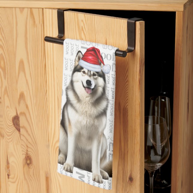 Linge De Cuisine Pet Lover Holiday Alaskien Malamute Chien Noël (Pliage en tiers)