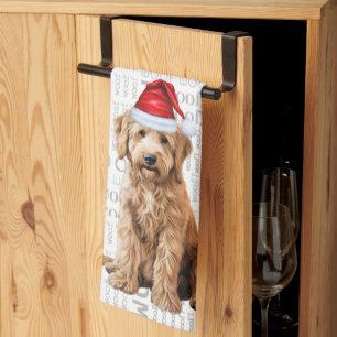 Linge De Cuisine Pet Lover Holiday Goldendoodle Père Noël Chien Noë