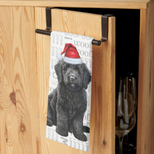 Linge De Cuisine Pet Lover Holiday Labradoodle Père Noël Chien Noël