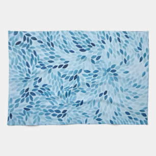 Linge De Cuisine Pétales artisanaux à l'aquarelle bleue élégante