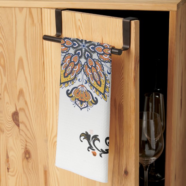 Linge De Cuisine Pétales Célestes – Conception Botanique Sombre (Pliage en tiers)