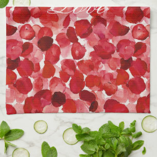 Linge De Cuisine Pétales de rose rouge romantiques Amour floral