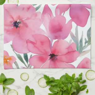 Linge De Cuisine Pétales roses Fleurs peintes florales à l'aquare