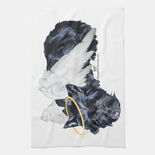 Linge De Cuisine Petit ange Scottie au repos (Vertical)
