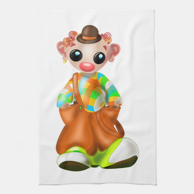 Linge De Cuisine Petit clown Boy Kitchen Towel Circus Painting (Vertical)