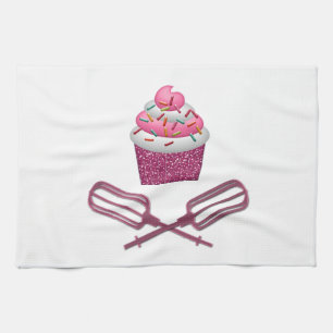 Linge De Cuisine Petit gâteau et batteurs croisés dans le rose