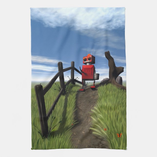 Linge De Cuisine Petit robot rouge (Vertical)