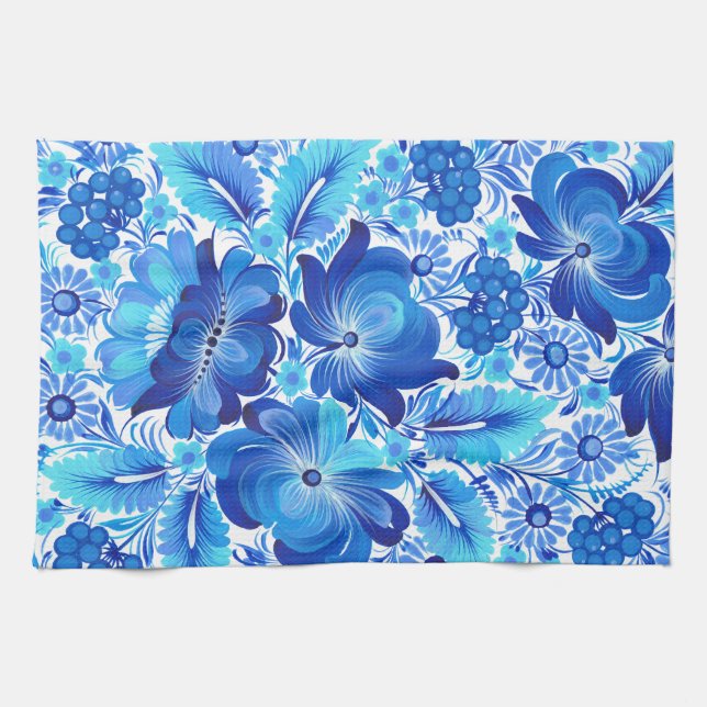 Linge De Cuisine Petrikivka Ukrainian traditional folk art.  (Horizontal)