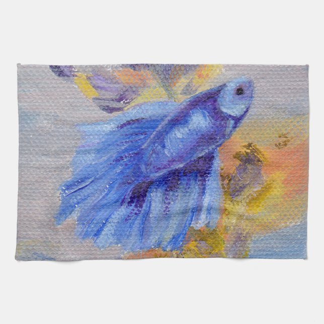 Linge De Cuisine Peu de poissons bleus de Betta (Horizontal)