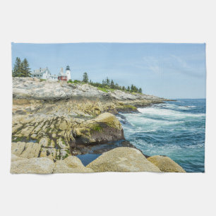 Linge De Cuisine Phare du Maine Pemaquid Point Bleu