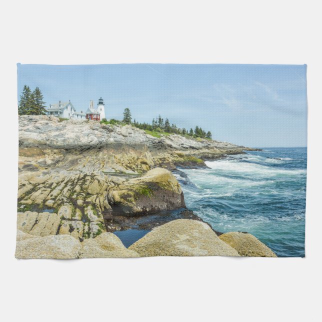 Linge De Cuisine Phare du Maine Pemaquid Point Bleu (Horizontal)