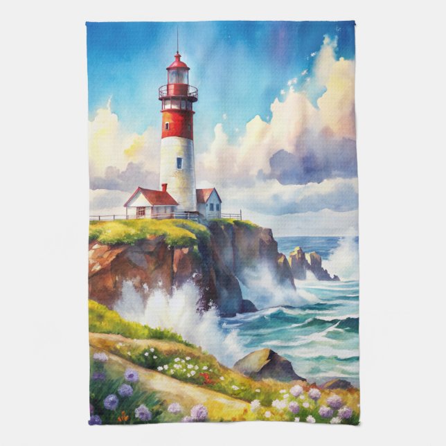 Linge De Cuisine Phare sur une falaise (Vertical)