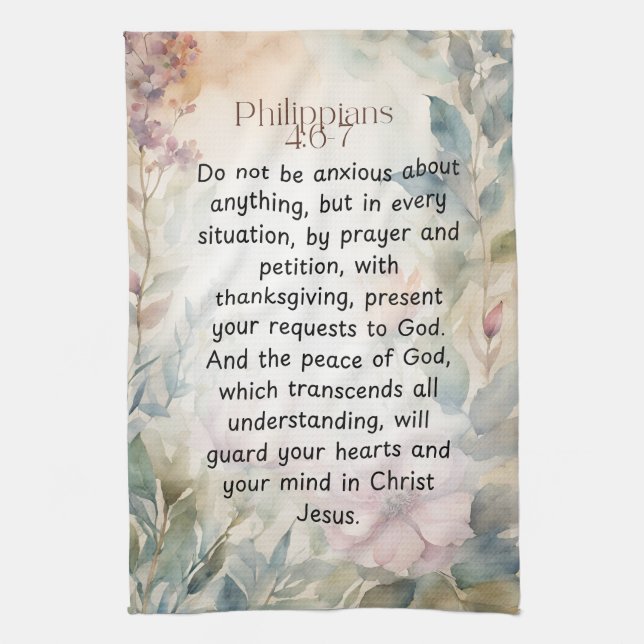 Linge De Cuisine Philippiens 4:6-7 Verset de la Bible chrétienne Aq (Vertical)