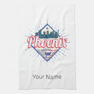 Linge De Cuisine Phoenix Arizona États-Unis Skyline Vintage USA