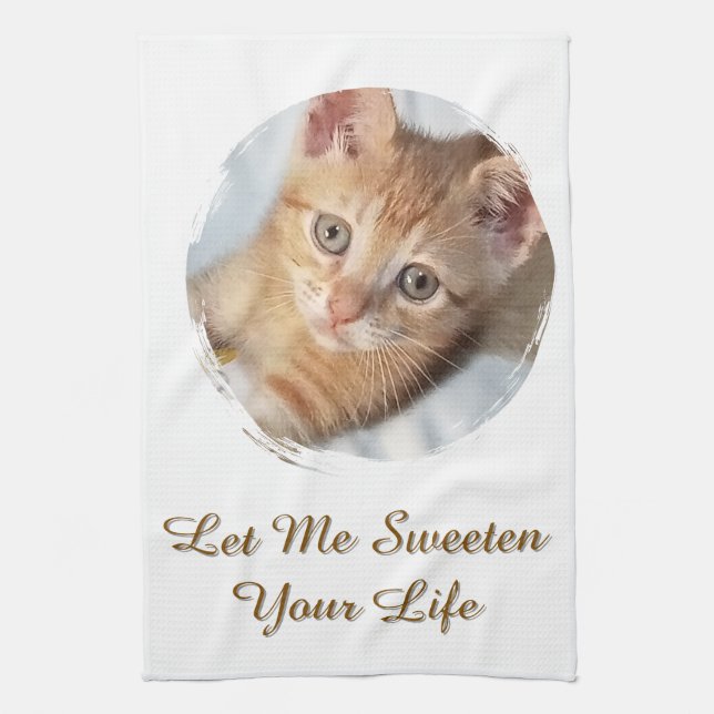 Linge De Cuisine Photo de chat mignon,  Texte, Remplaçable, (Vertical)