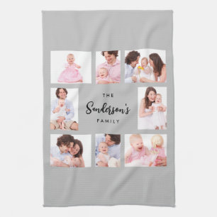 Linge De Cuisine Photo de famille en 8 parties dans un cadre gris