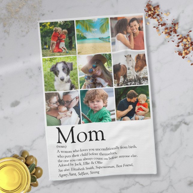 Linge De Cuisine Photo de la maman Définition 9 Collage (Mom Definition 9 Photo Collage Kitchen Towel)