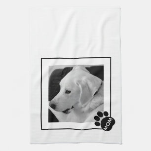 Linge De Cuisine Photo en noir et blanc de mignonette Chien Maman P