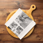 Linge De Cuisine Photo Famille Collage tendance Noir & Blanc Initia<br><div class="desc">Voici notre collection branchée Cinq photos de famille noir et blanc avec initial en centre. Ce collage personnalisé et élégant est le moyen idéal de présenter les souvenirs chéris de votre famille d'une manière moderne et élégante. Doté d'un élégant jeu de couleurs noir et blanc, ce collage vous permet de...</div>