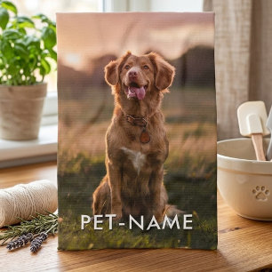 Linge De Cuisine Photo personnalisée avec le nom de votre chien