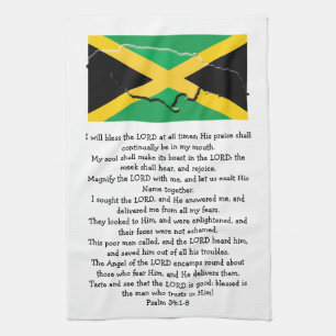 Linge De Cuisine Photo personnalisée Jamaïque Drapeau Psaume 34 Chr