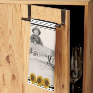 Linge De Cuisine Photos de famille avec bordures et tournesols