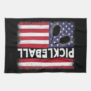 Linge De Cuisine Pickleball American Flag Drôle amusant Pickleball