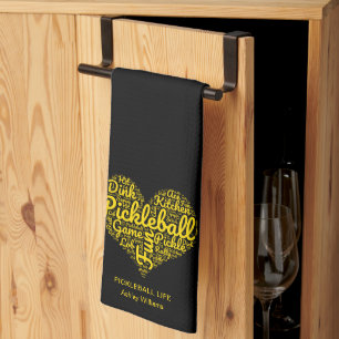 Linge De Cuisine Pickleball Player Word Art Heart Personnalisé