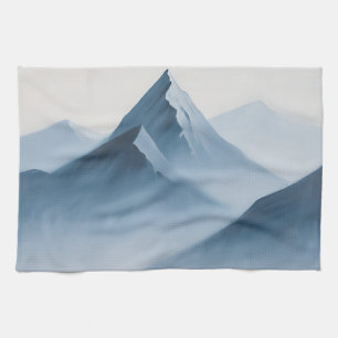 Linge De Cuisine Pics de montagnes bleus embrumés
