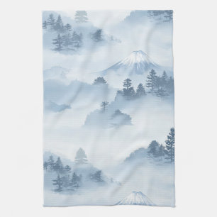 Linge De Cuisine Pics embrumés – Paysage de montagne à l'aquarelle 