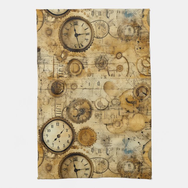 Linge De Cuisine Pièce d'horlogerie industrielle Steampunk Sépia la (Vertical)