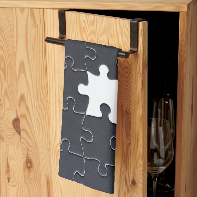Linge De Cuisine Pièce Jigsaw Puzzle manquante noir (Pliage en tiers)
