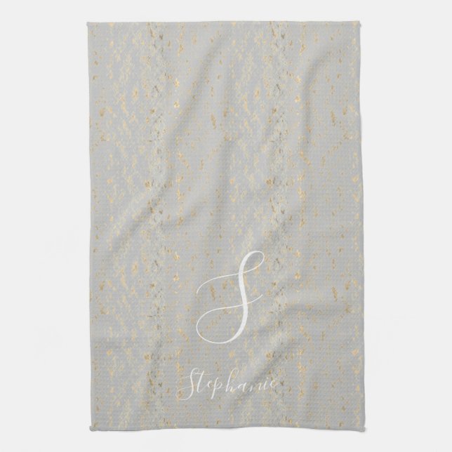 Linge De Cuisine Pièces d'or rustique Motif Monogram Initiales mign (Vertical)