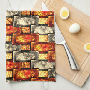 Linge De Cuisine Pièces rectangulaires sculptées rouge et beige ali