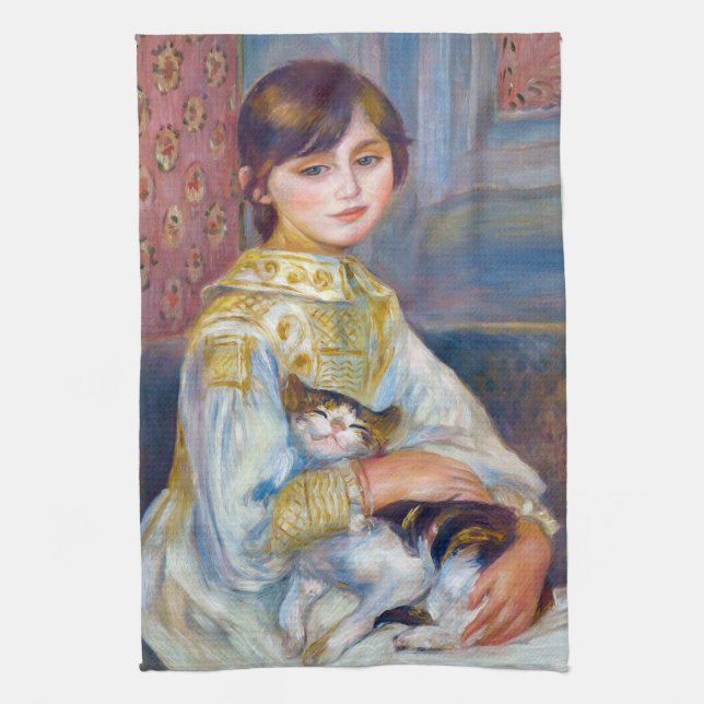 Linge De Cuisine Pierre-Auguste Renoir - Enfant avec chat (Vertical)