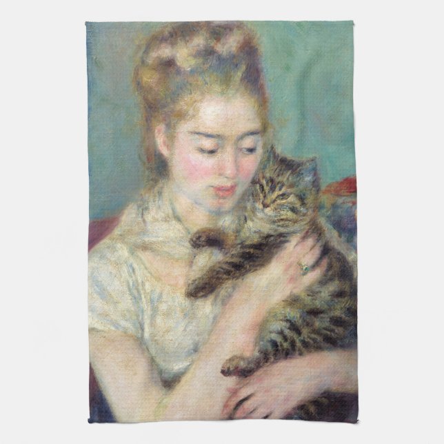 Linge De Cuisine Pierre-Auguste Renoir - Femme avec chat (Vertical)