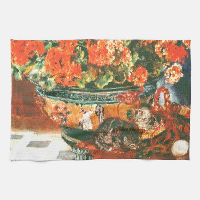 Linge De Cuisine Pierre-Auguste Renoir Geraniums Et Chats (Horizontal)
