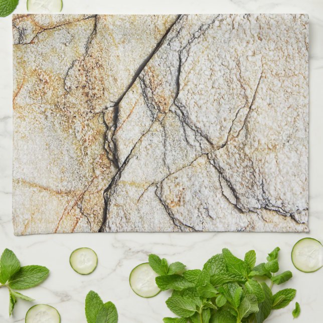Linge De Cuisine Pierre de marbre texturée marron et noire (Plié)