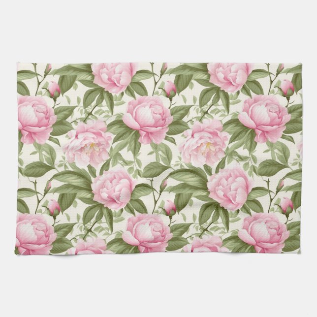 Linge De Cuisine Pies roses (Horizontal)