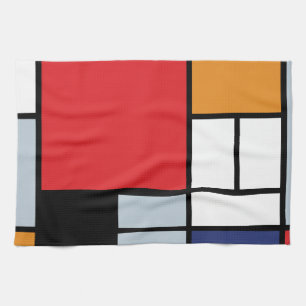 Linge De Cuisine Piet Mondrian - Composition avec un grand plan rou