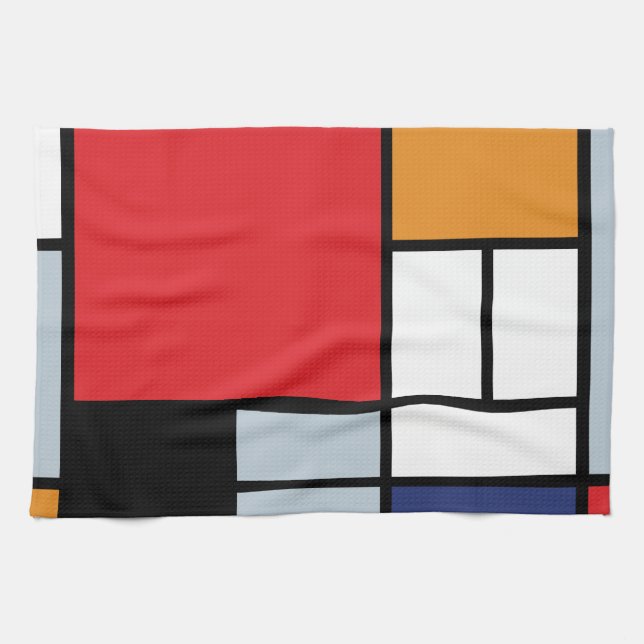 Linge De Cuisine Piet Mondrian - Composition avec un grand plan rou (Horizontal)