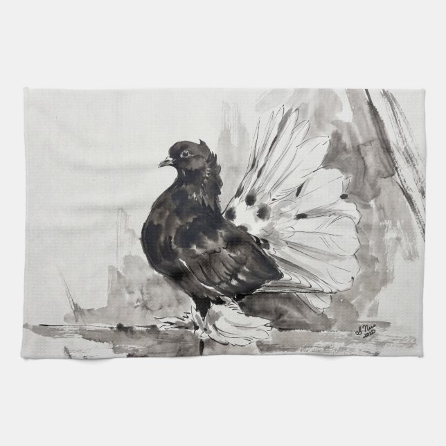 Linge De Cuisine Pigeon à queue indienne Eyeliner Poule (Horizontal)