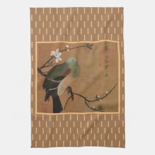 Linge De Cuisine Pigeon d'art asiatique sur branche cerisier