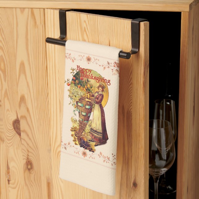 Linge De Cuisine Pilgrim Girl Thanksgiving (Pliage en tiers)
