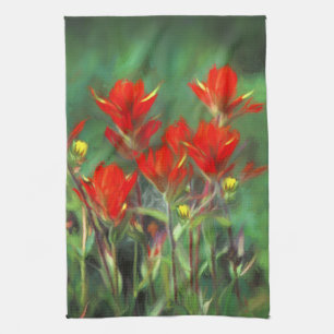 Linge De Cuisine Pinceau Indien Peinture - Art Floral Original