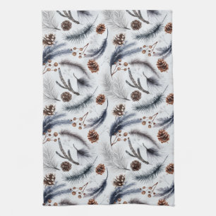 Linge De Cuisine Pine Cones & Pine Needles Aquarelles Motif