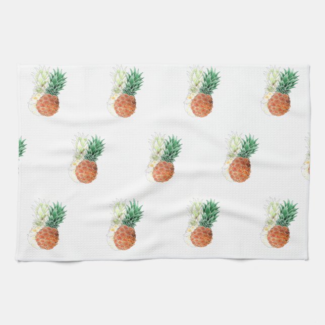 Linge De Cuisine Pineapple, watercolor. (Horizontal)