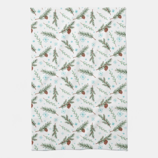 Linge De Cuisine Pinecones et Snowflakes (Vertical)